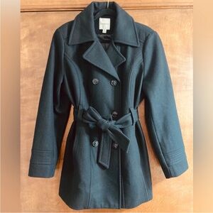 Croft & Barrow Black Peacoat with Notched Collar and Belt